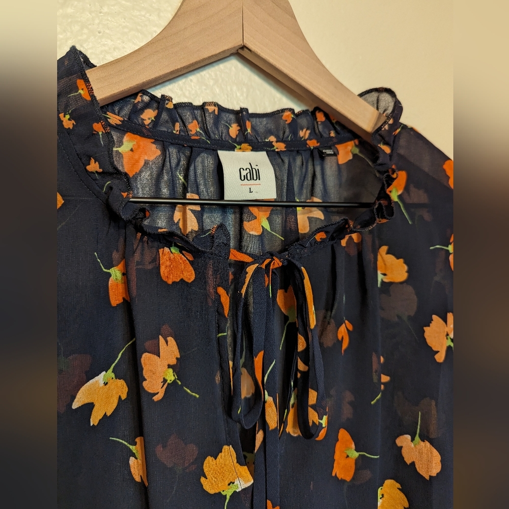 Dark Blue Floral CAbi blouse